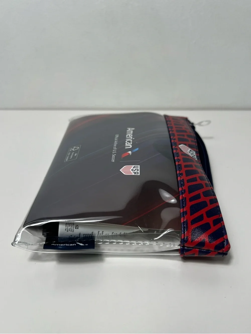 American Airlines FIFA Team USA World Cup Amenity Kit Clear Wristlet Bag Purse